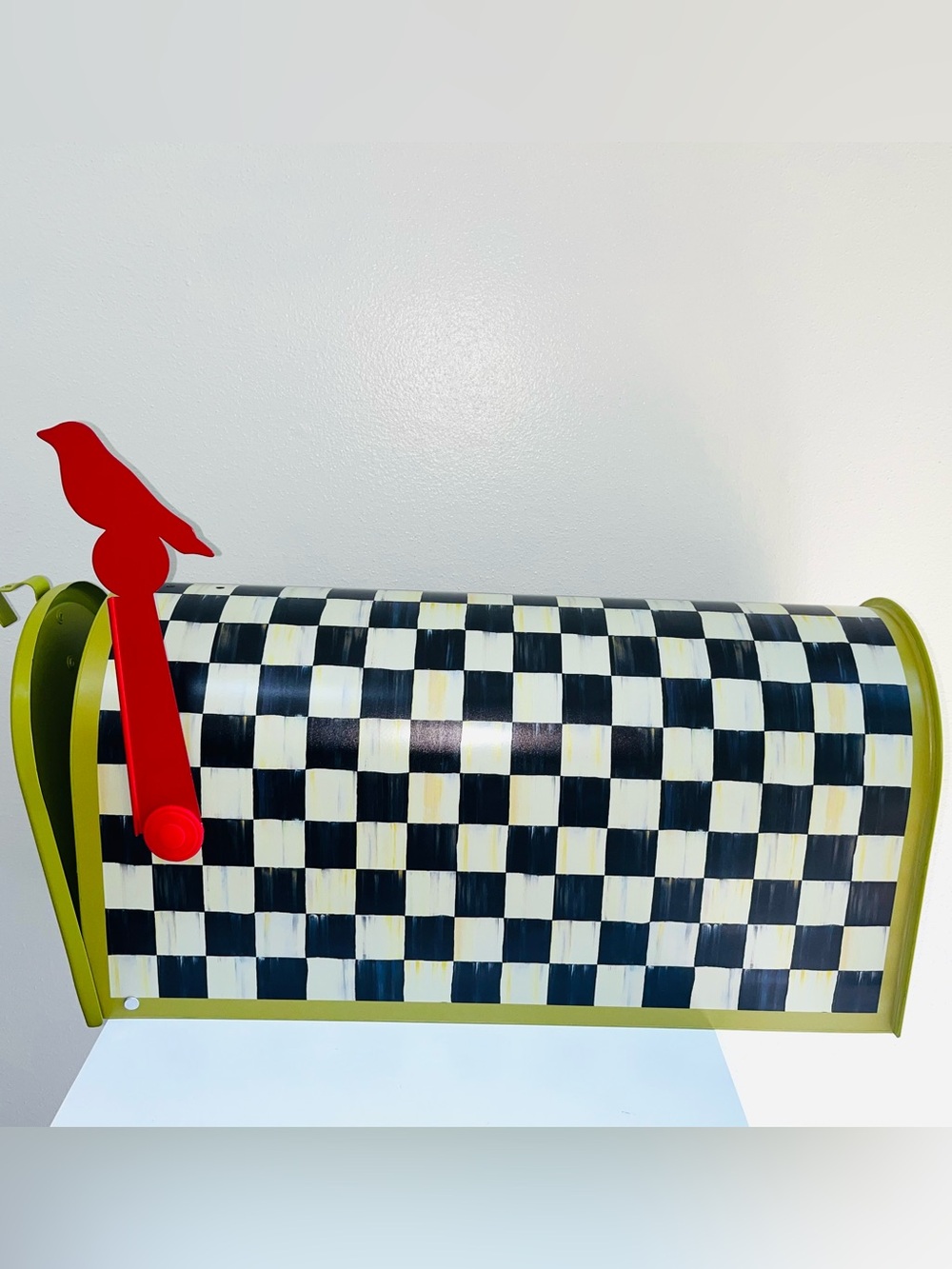Mackenzie-Childs NIB Courtly Check Mail Box SOLDOUT USPS Ready Black Chartreuse - Picture 5 of 11